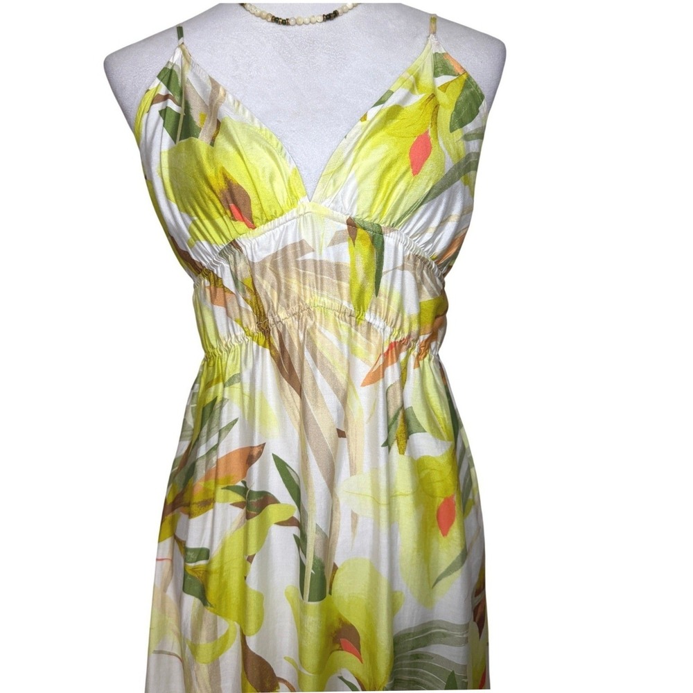 Floral Summer Slip Dress Tiered Tropical Fairy Wedding Guest Elegant Maxi‎ Small